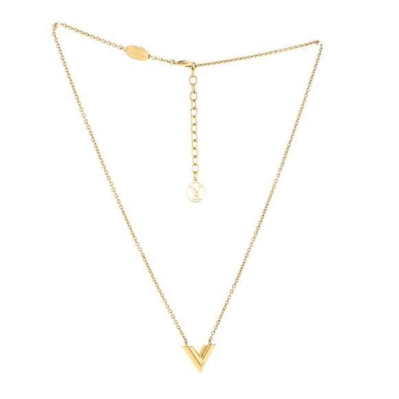 Louis Vuitton Essential V Necklace Metal Gold - Picture 2 of 5